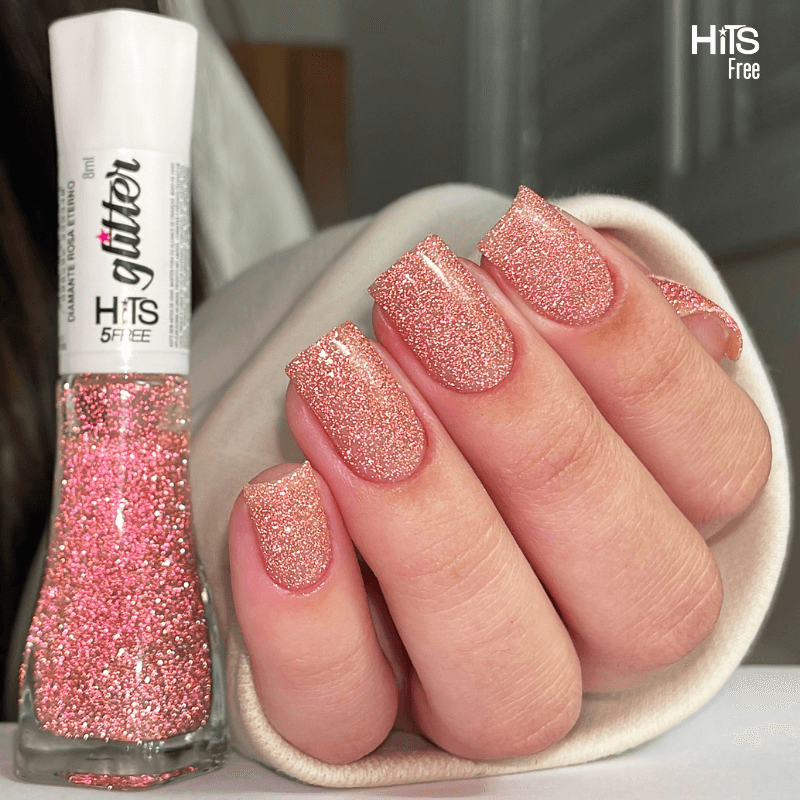 Esmalte Hits Diamante Glitter Rosa Eterno