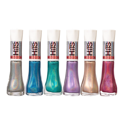KIT HOLOGRAFICOS PREMIUM HITS - 6 Esmaltes multiplas cores para suas unhas